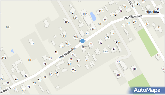 Hipolitów, Hipolitowska, 53, mapa Hipolitów