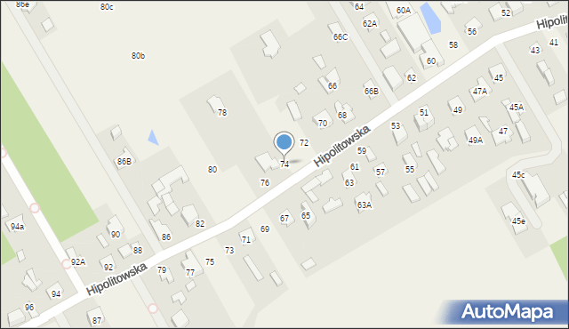 Hipolitów, Hipolitowska, 74, mapa Hipolitów