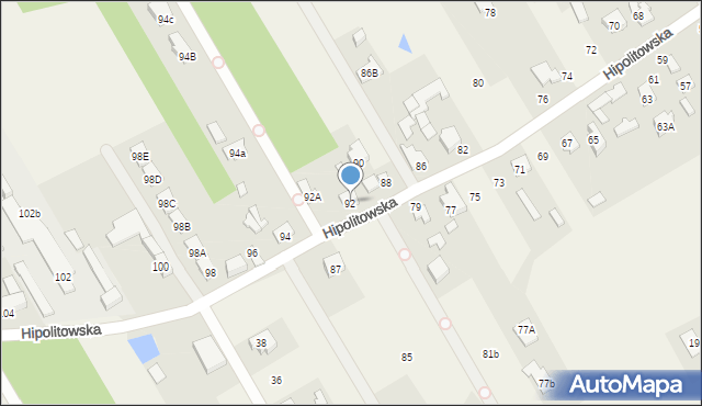Hipolitów, Hipolitowska, 92, mapa Hipolitów