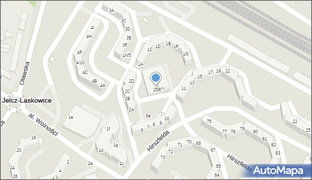 Jelcz-Laskowice, Hirszfelda Ludwika, 10A, mapa Jelcz-Laskowice