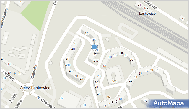 Jelcz-Laskowice, Hirszfelda Ludwika, 3F, mapa Jelcz-Laskowice