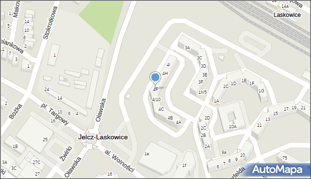 Jelcz-Laskowice, Hirszfelda Ludwika, 4F, mapa Jelcz-Laskowice