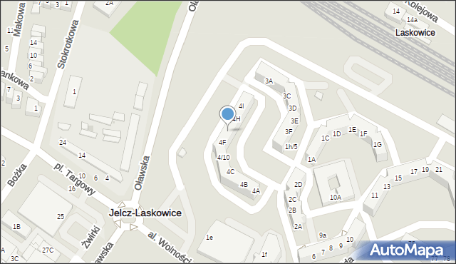 Jelcz-Laskowice, Hirszfelda Ludwika, 4G, mapa Jelcz-Laskowice
