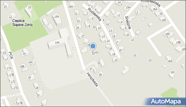 Jelenia Góra, Hirszfelda Ludwika, 31, mapa Jelenia Góra