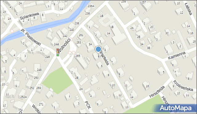 Jelenia Góra, Hirszfelda Ludwika, 5, mapa Jelenia Góra