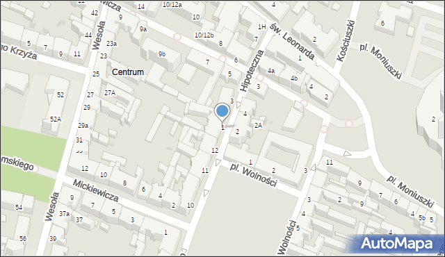Kielce, Hipoteczna, 1, mapa Kielc