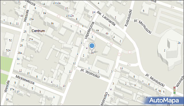 Kielce, Hipoteczna, 2A, mapa Kielc