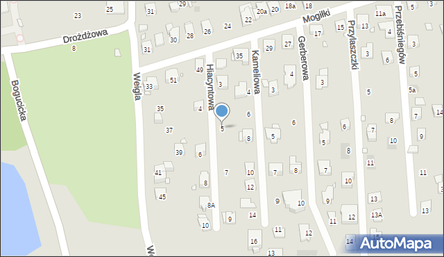 Kraków, Hiacyntowa, 5, mapa Krakowa