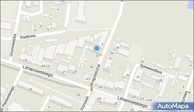 Łódź, Hipoteczna, 4, mapa Łodzi