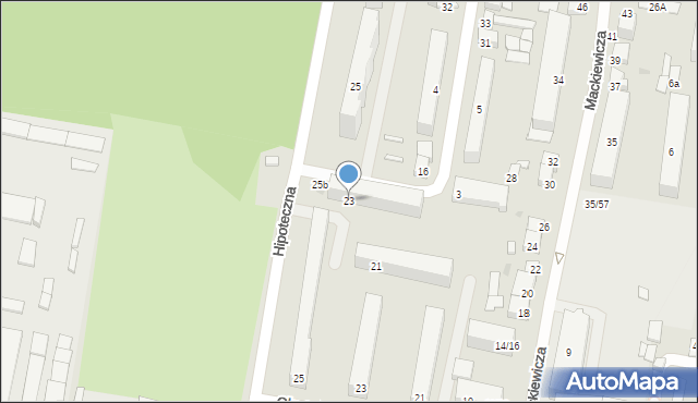 Łódź, Hipoteczna, 23, mapa Łodzi