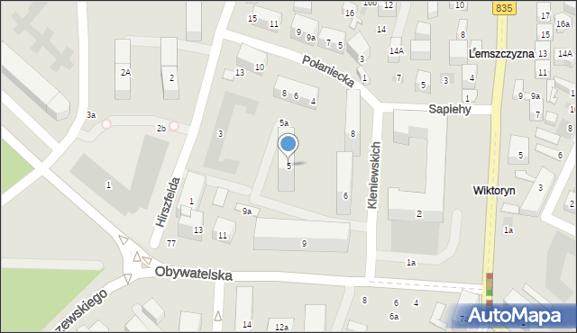 Lublin, Hirszfelda Ludwika, 5, mapa Lublina