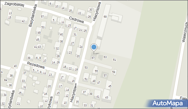 Lublin, Hiacyntowa, 67a, mapa Lublina