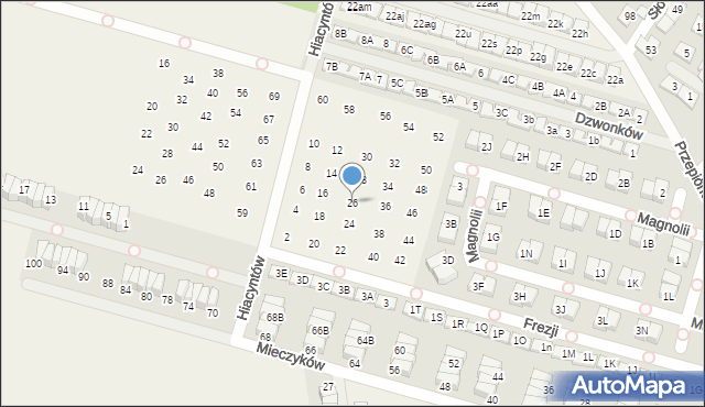 Nowa Wola, Hiacyntów, 26, mapa Nowa Wola