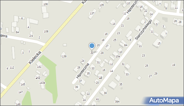 Radom, Hipoteczna, 22, mapa Radomia