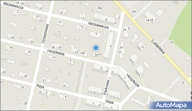 Rejowiec Fabryczny, Hirszfelda Ludwika, 10, mapa Rejowiec Fabryczny