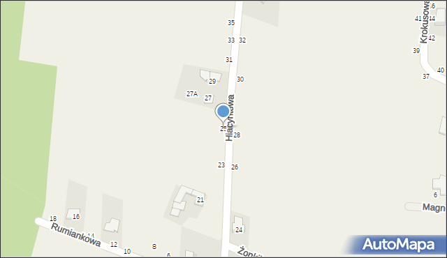 Rożno-Parcele, Hiacyntowa, 25, mapa Rożno-Parcele