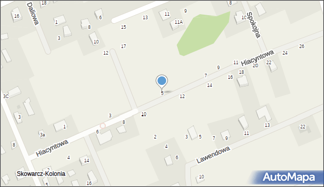 Skowarcz, Hiacyntowa, 5, mapa Skowarcz