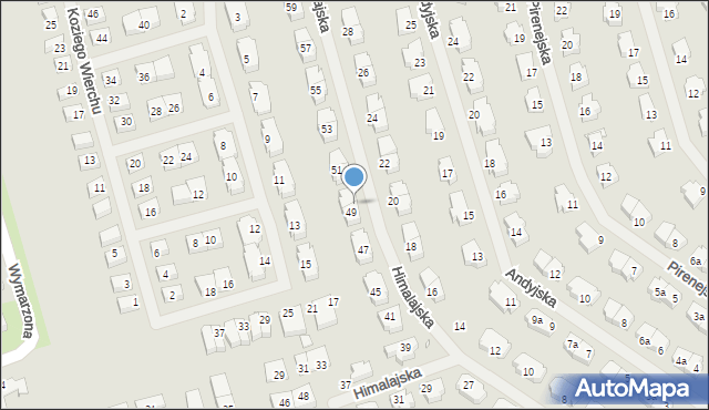 Szczecin, Himalajska, 49a, mapa Szczecina