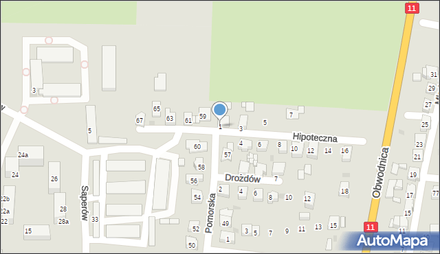 Tarnowskie Góry, Hipoteczna, 1, mapa Tarnowskie Góry