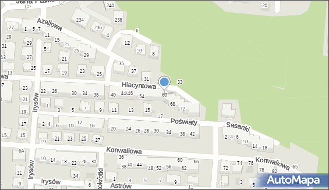 Warszawa, Hiacyntowa, 60, mapa Warszawy