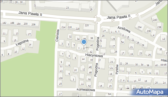 Warszawa, Hiacyntowa, 9, mapa Warszawy