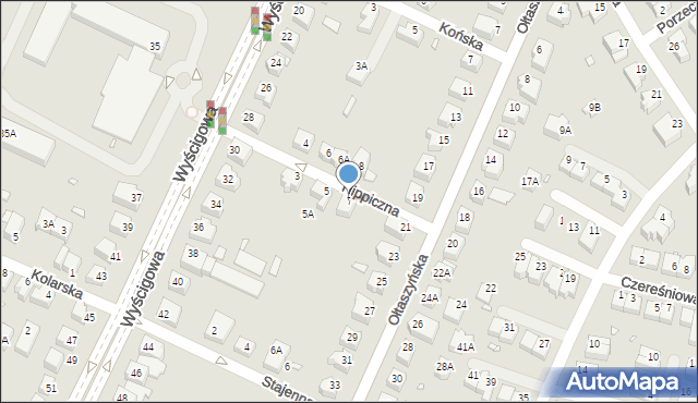 Wrocław, Hippiczna, 7, mapa Wrocławia