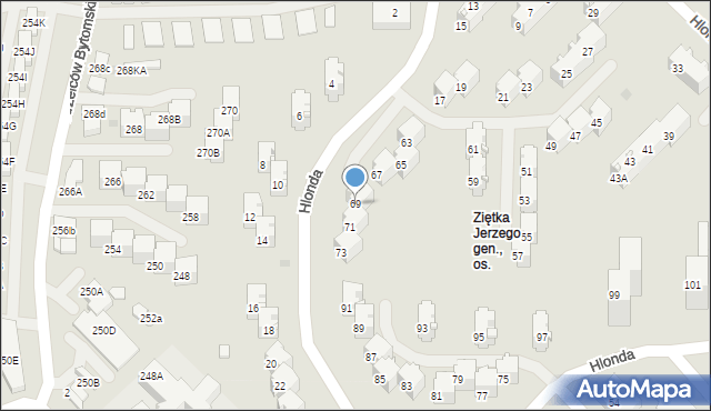 Bytom, Hlonda Augusta, ks. kard. Prymasa, 69, mapa Bytomia