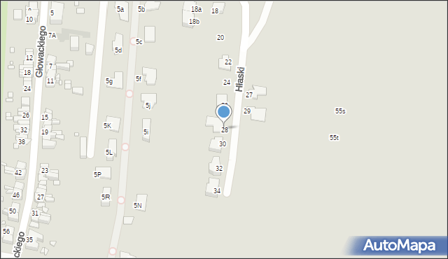 Gliwice, Hłaski Marka, 28, mapa Gliwic