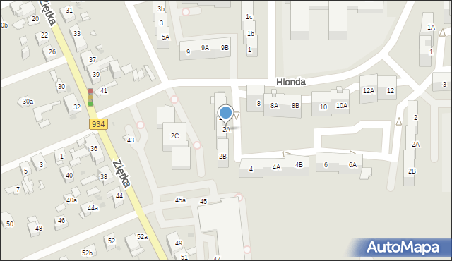 Mysłowice, Hlonda Augusta, ks. kard. Prymasa, 2A, mapa Mysłowice