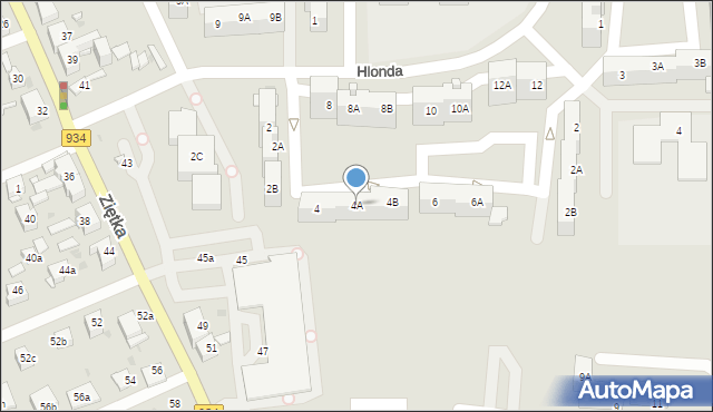 Mysłowice, Hlonda Augusta, ks. kard. Prymasa, 4A, mapa Mysłowice