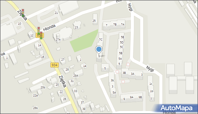 Mysłowice, Hlonda Augusta, ks. kard. Prymasa, 7, mapa Mysłowice