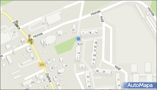 Mysłowice, Hlonda Augusta, ks. kard. Prymasa, 7C, mapa Mysłowice