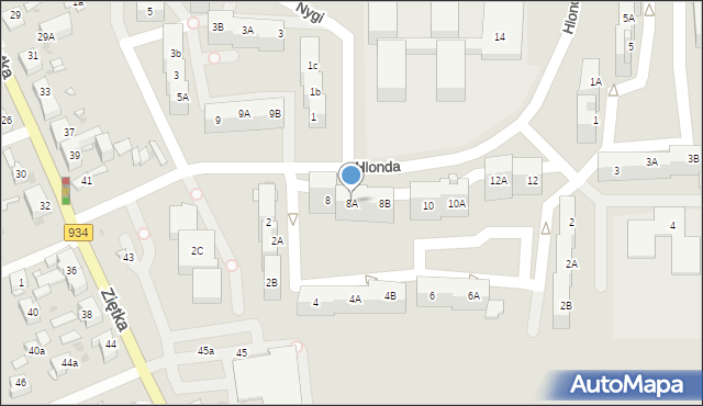 Mysłowice, Hlonda Augusta, ks. kard. Prymasa, 8A, mapa Mysłowice