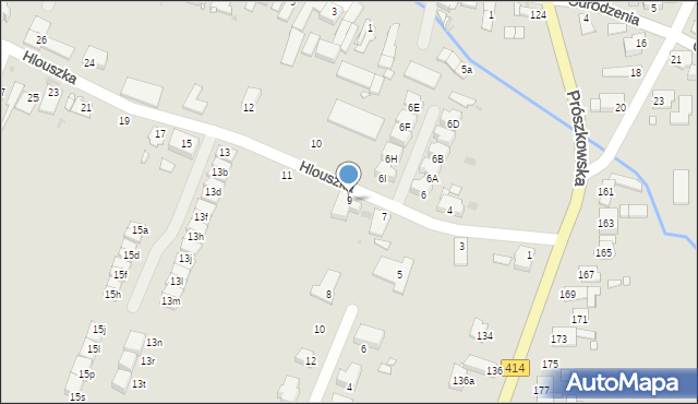 Opole, Hlouszka Wincentego, 9, mapa Opola