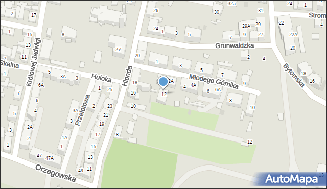 Ruda Śląska, Hlonda Augusta, ks. kard. Prymasa, 12, mapa Rudy Śląskiej