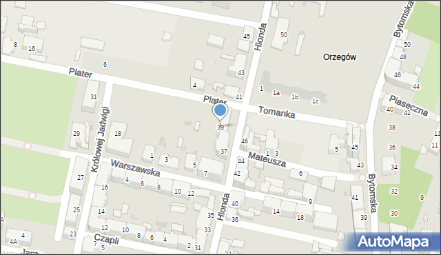 Ruda Śląska, Hlonda Augusta, ks. kard. Prymasa, 39, mapa Rudy Śląskiej