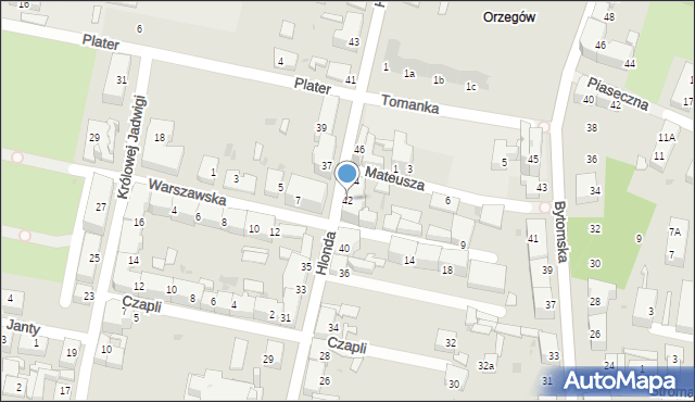 Ruda Śląska, Hlonda Augusta, ks. kard. Prymasa, 42, mapa Rudy Śląskiej