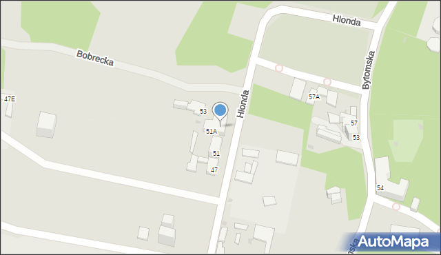 Ruda Śląska, Hlonda Augusta, ks. kard. Prymasa, 55, mapa Rudy Śląskiej