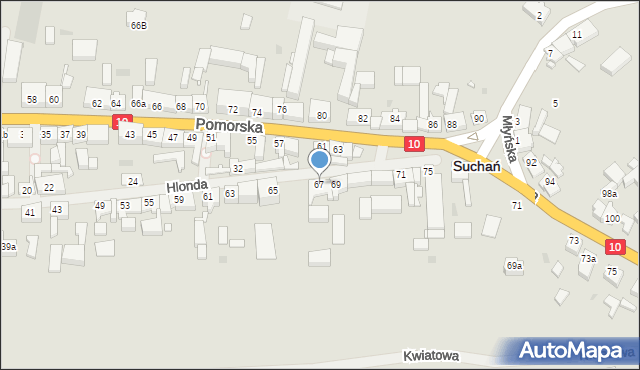 Suchań, Hlonda Augusta, ks. kard. Prymasa, 67, mapa Suchań