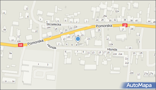 Suchań, Hlonda Augusta, ks. kard. Prymasa, 8a, mapa Suchań