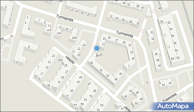 Wrocław, Hłaski Marka, 26, mapa Wrocławia