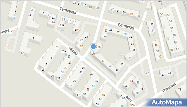Wrocław, Hłaski Marka, 28, mapa Wrocławia