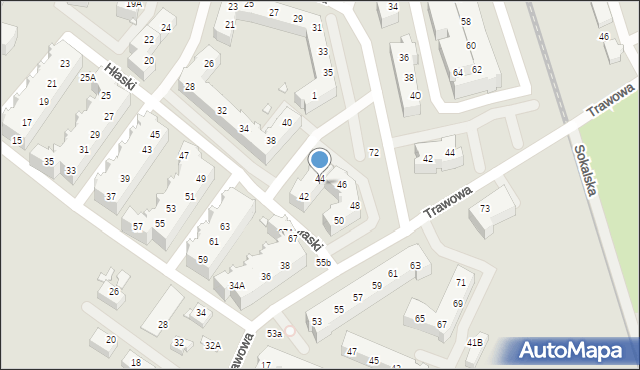 Wrocław, Hłaski Marka, 44A, mapa Wrocławia