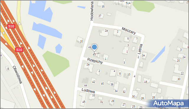 Białe Błota, Hodowlana, 43, mapa Białe Błota