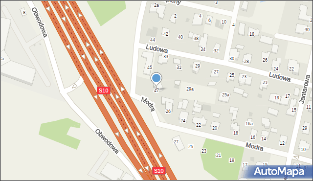 Białe Błota, Hodowlana, 47, mapa Białe Błota