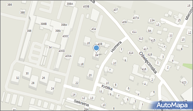 Bieruń, Homera, 14, mapa Bieruń