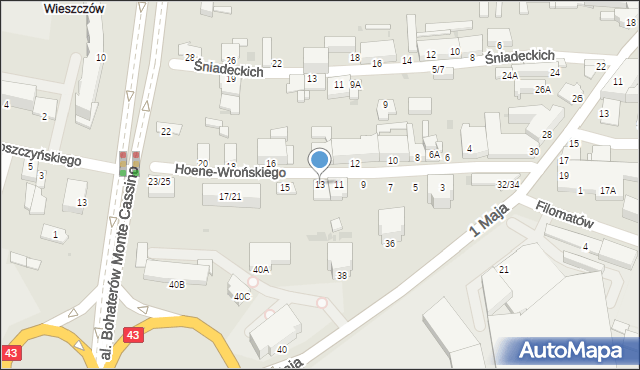 Częstochowa, Hoene-Wrońskiego Józefa Marii, 13, mapa Częstochowy