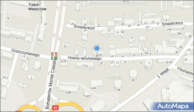 Częstochowa, Hoene-Wrońskiego Józefa Marii, 16, mapa Częstochowy