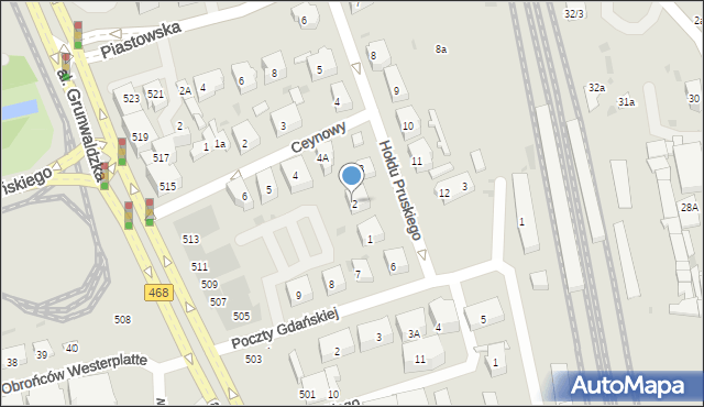 Gdańsk, Hołdu Pruskiego, 2, mapa Gdańska