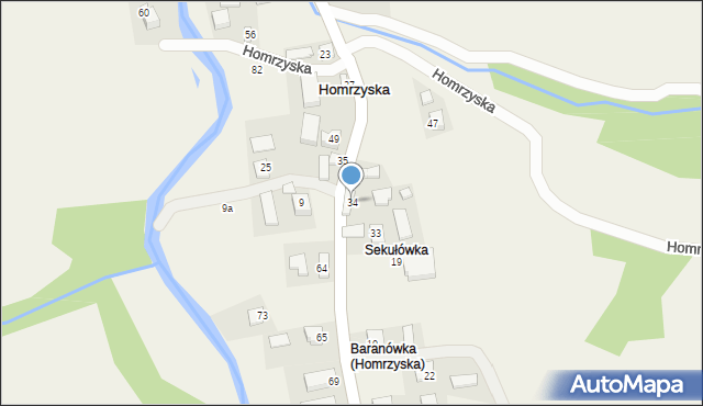 Homrzyska, Homrzyska, 34, mapa Homrzyska